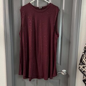Lane Bryant Sleeveless Burgundy Sweater with Glitter Accents